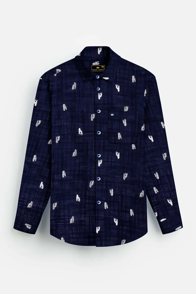 Nautical-Mirage Blue Printed Lightweight Premium Cotton Casual Shirt 6