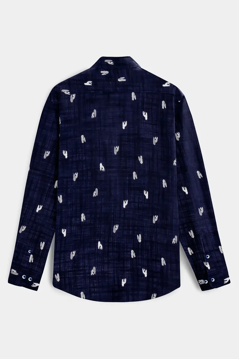 Nautical-Mirage Blue Printed Lightweight Premium Cotton Casual Shirt 7