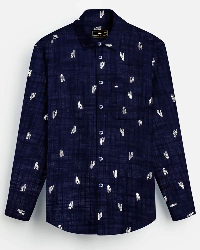 Nautical-Mirage Blue Printed Lightweight Premium Cotton Casual Shirt 8