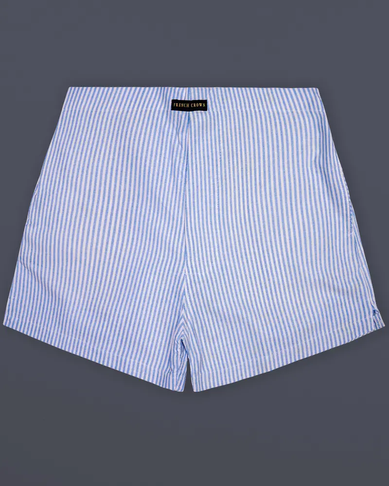 Nautical-Polo Blue And Bright White Striped Oxford Premium Cotton Boxer 1