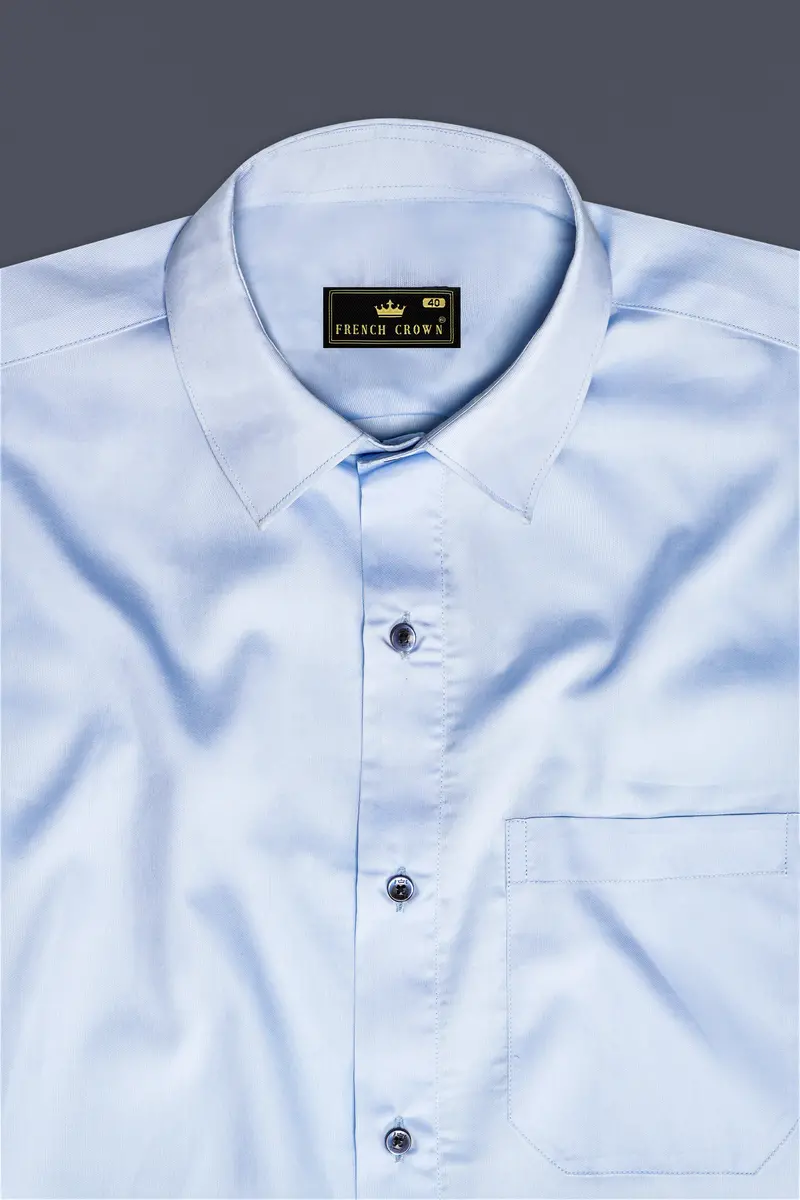 Nauticwave-Rock Blue Solid Dobby Textured Premium Giza Cotton Dress Shirt 4