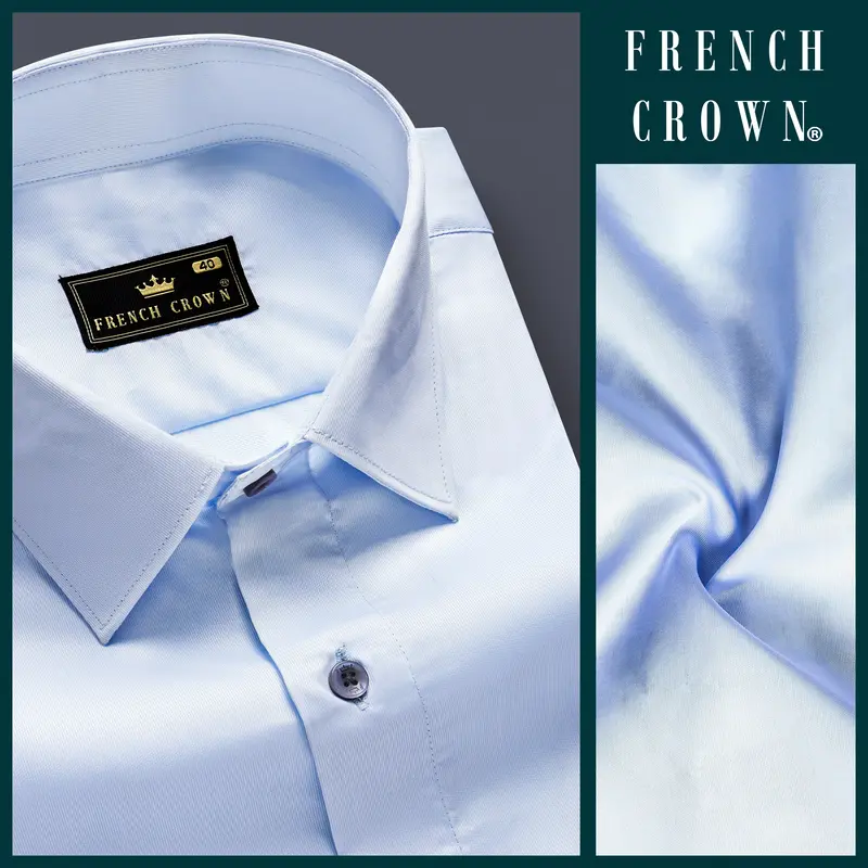 Nauticwave-Rock Blue Solid Dobby Textured Premium Giza Cotton Dress Shirt 8