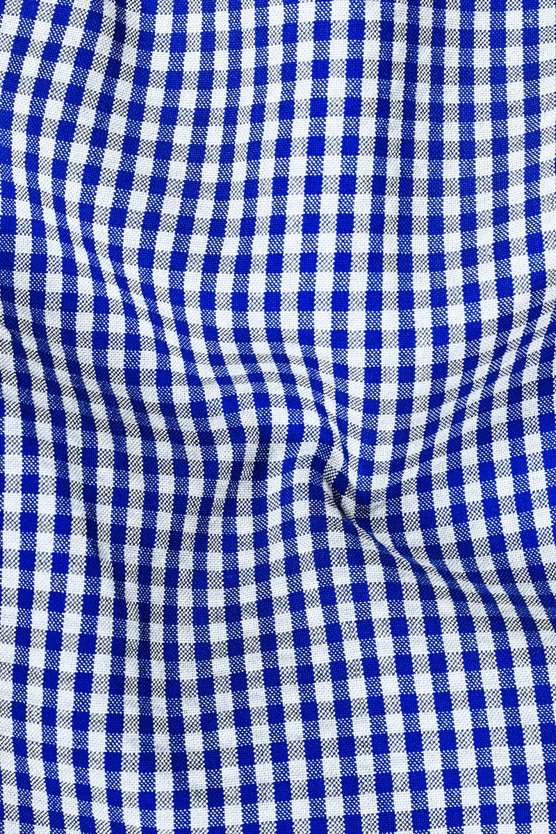 Nautilus-Torea Bay Blue And Bright White Gingham Plaid Cotton Waistcoat 3