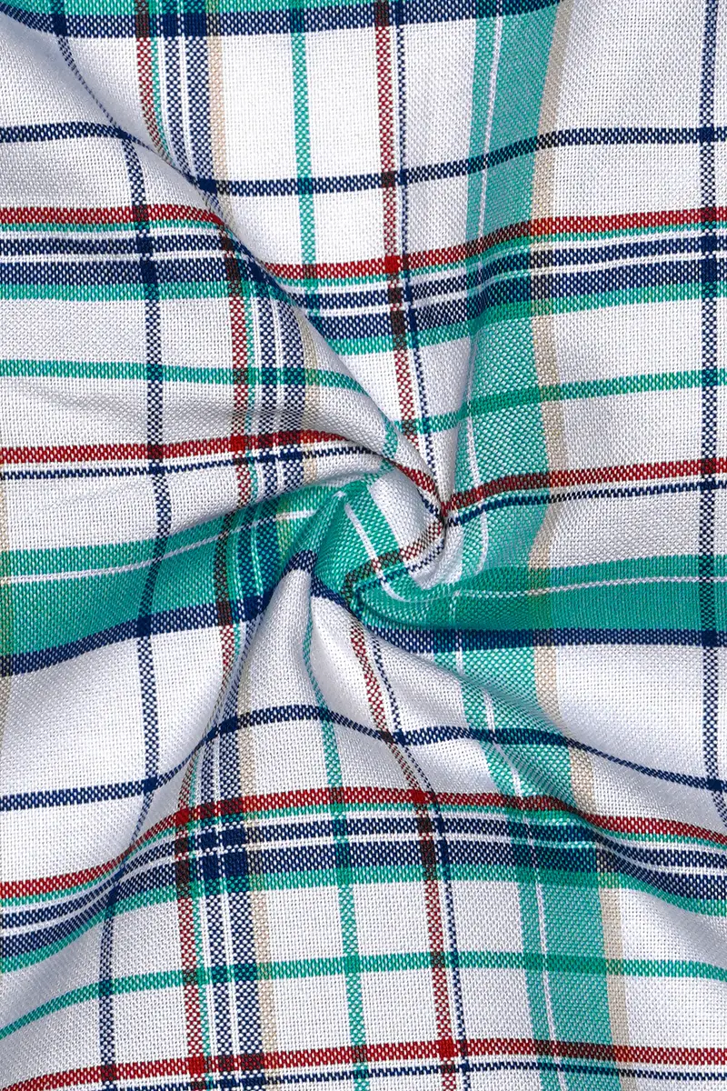 Nautrex-Pelorous Blue And Bright White Plaid Oxford Premium Cotton Semi Formal Shirt 3