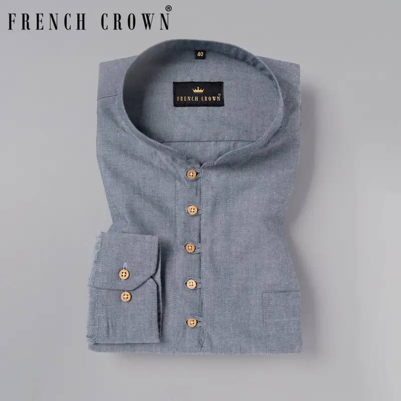 Navada Grey Royal Oxford Kurta Shirt 1