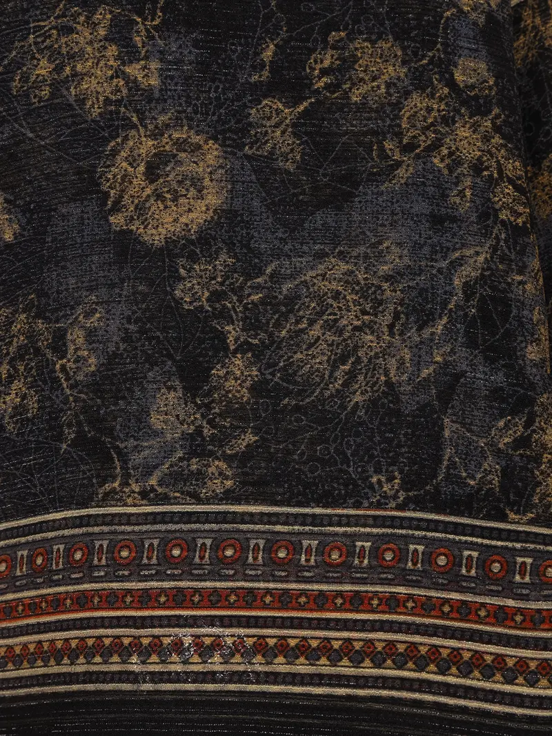 Navy Blue Abstract Design Linen Cotton Saree 2