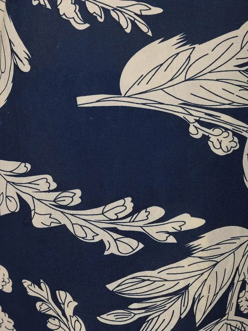 Navy Blue Floral Design Printed Satin Salwar Suit 7