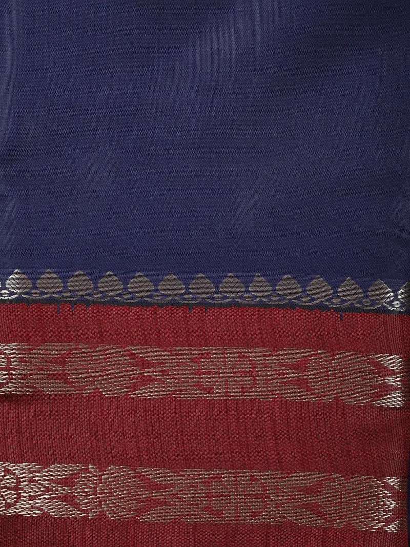 Navy Blue Solid Design Soft Silk Fancy Wear Saree 2