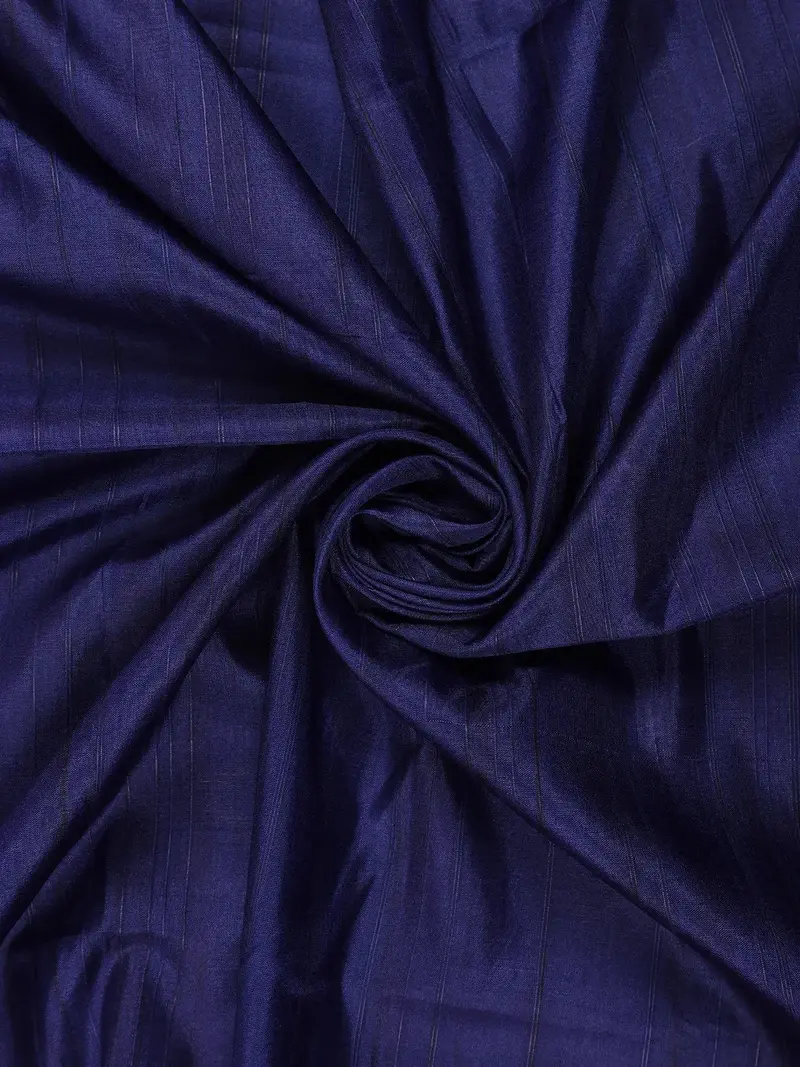 Navy Blue Solid Designed Tussar Silk Saree With Contrast Border 2