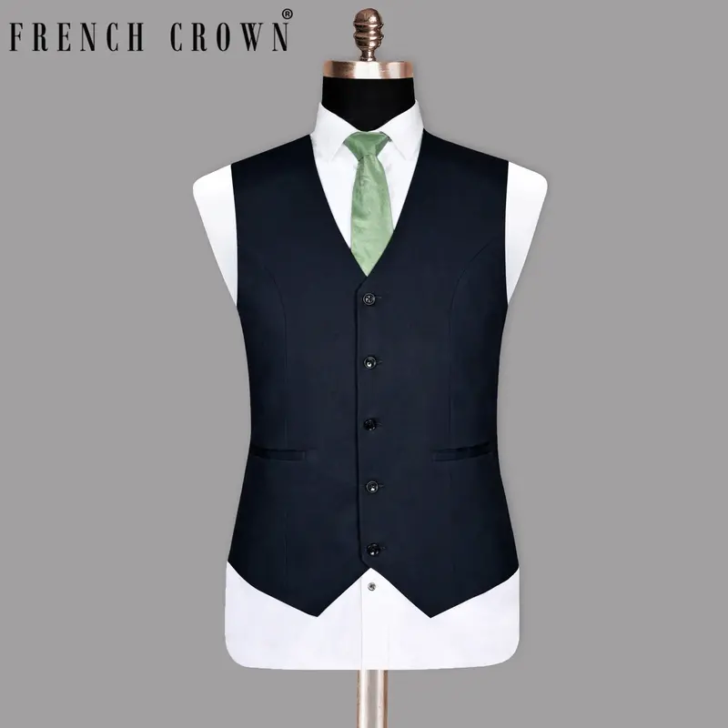 Navy Cotton Waistcoat 1