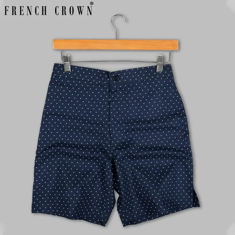 Navy Dots Printed Premium Cotton Shorts 1