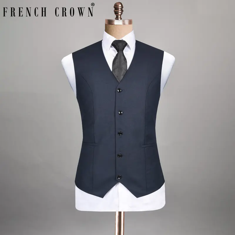 Navy Linen Performance Waistcoat 1