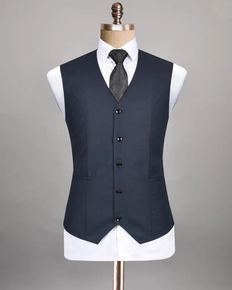 Navy Linen Performance Waistcoat 2