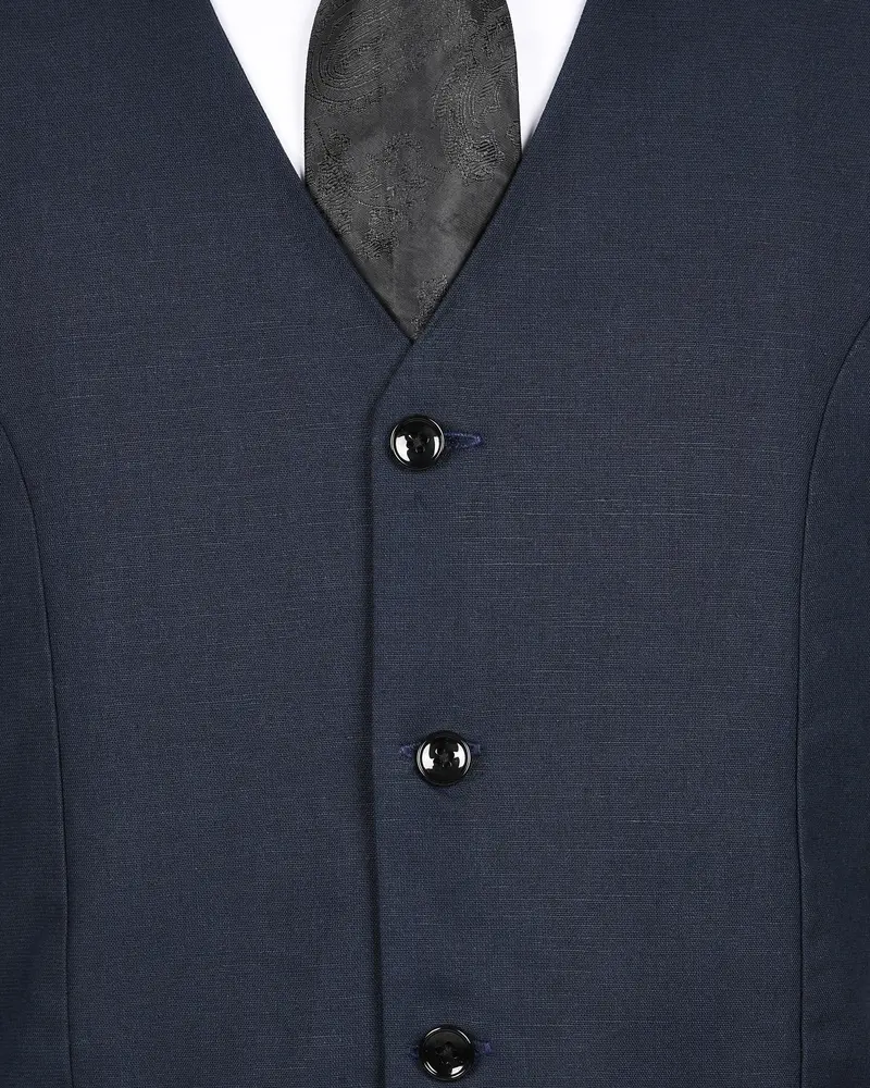 Navy Linen Performance Waistcoat 4