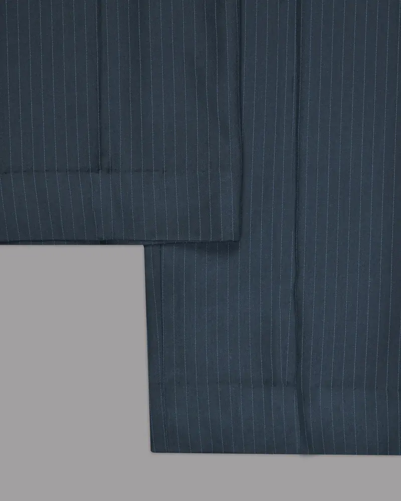 Navy Pinstriped Wool Blend Formal Pant 6