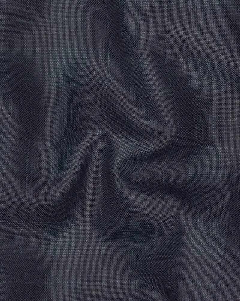 Navy Plaid Wool Rich Waistcoat 3
