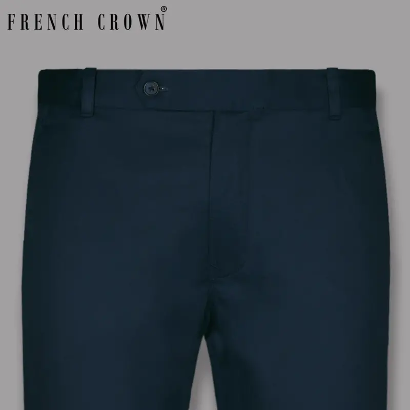 Navy Regular Fit Cotton Pant 1