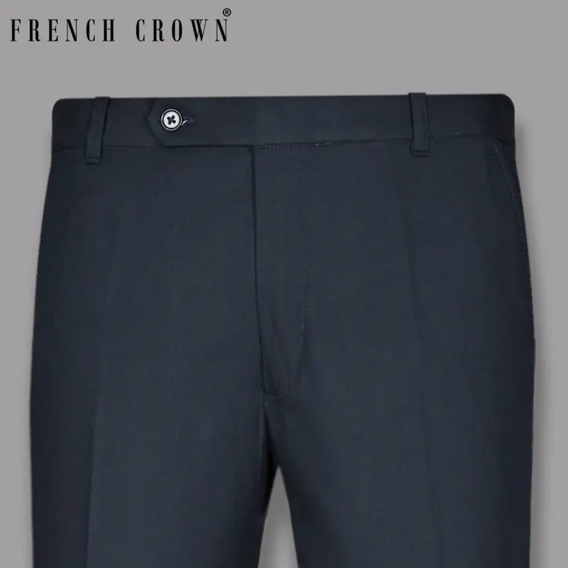 Navy Regular Fit Cotton Pant 1