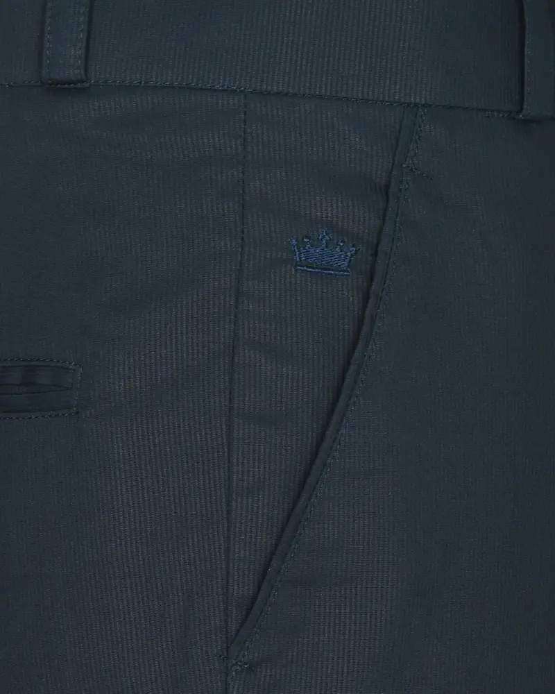 Navy Subtle Pinstriped Premium Cotton Pant 5