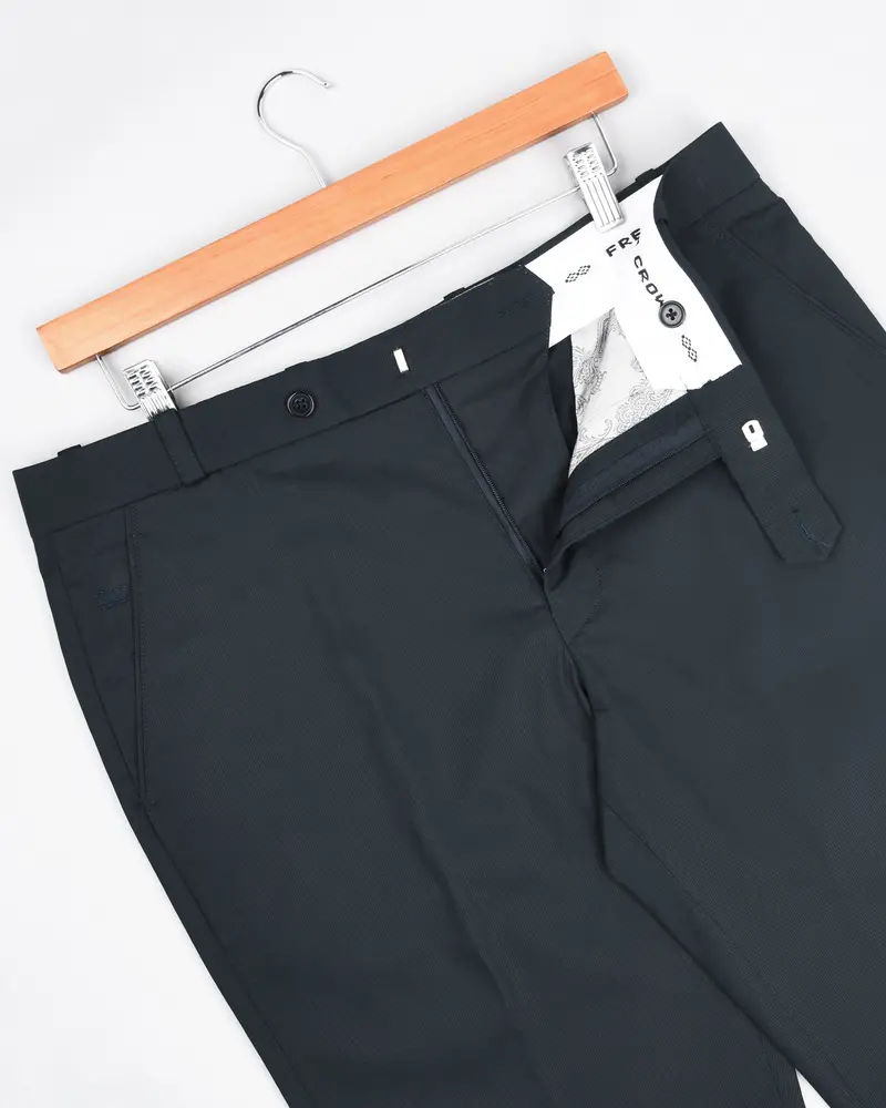 Navy Subtle Pinstriped Premium Cotton Pant 6