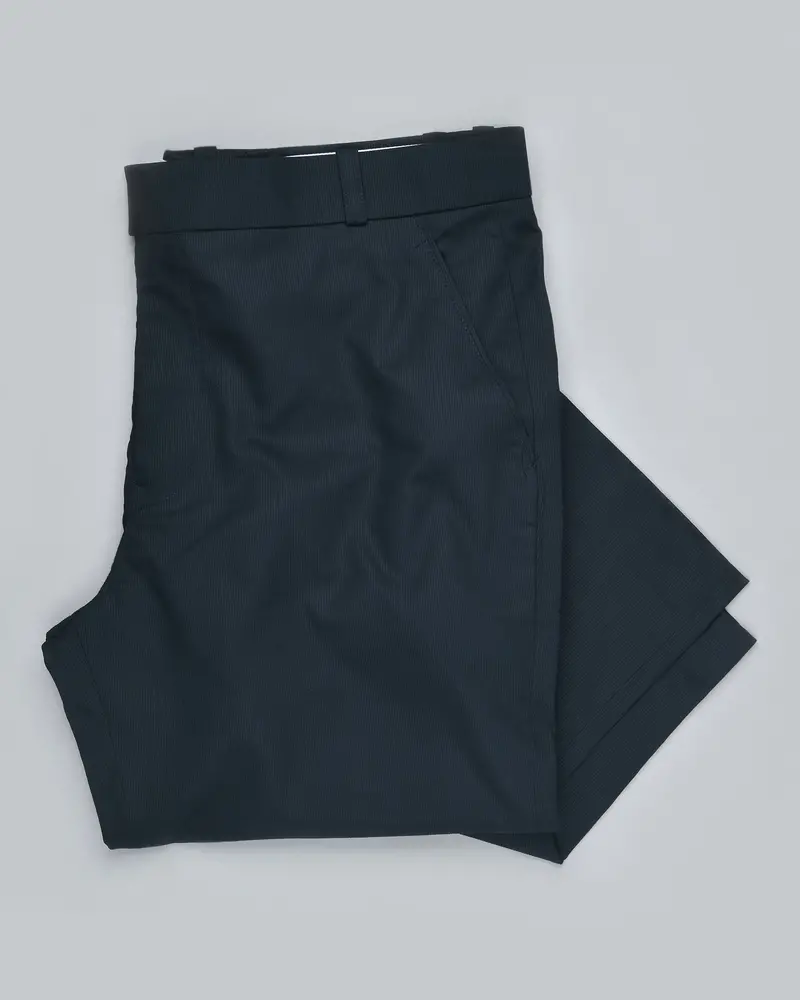 Navy Subtle Pinstriped Premium Cotton Pant 7