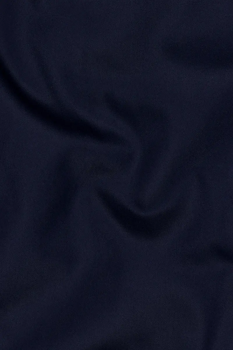 Navy Subtle Sheen Cross Placket Bandhgala/Mandarin Wool-Silk Blend Suit 3