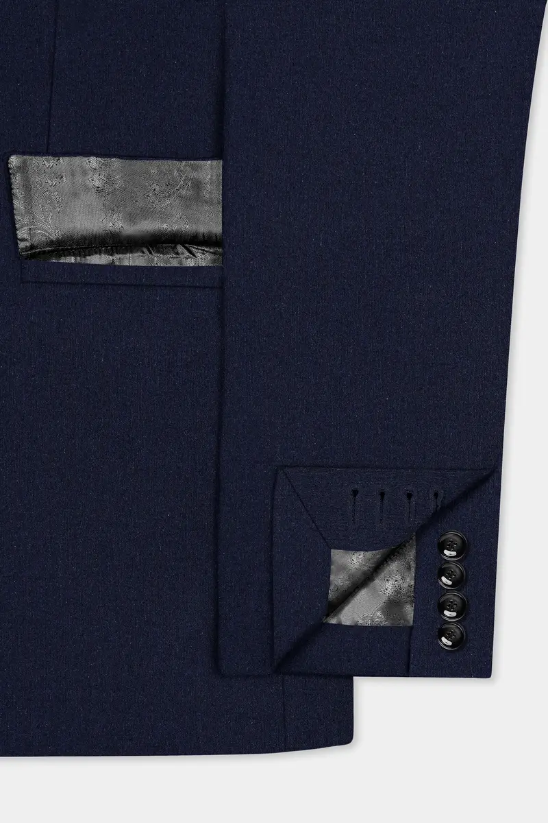 Navy Subtle Sheen Wool Blend Double Breasted Suit 13