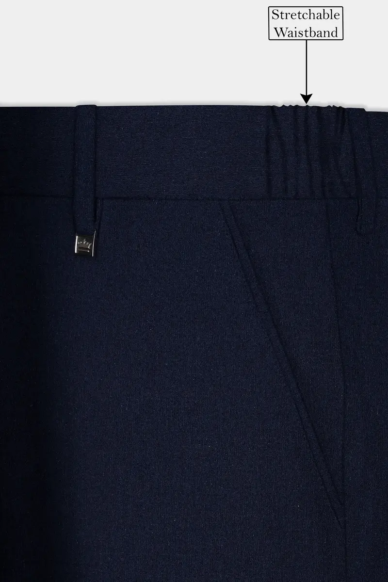 Navy Subtle Sheen Wool Blend Double Breasted Suit 15