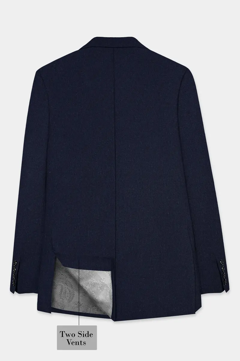 Navy Subtle Sheen Wool Blend Double Breasted Suit 15