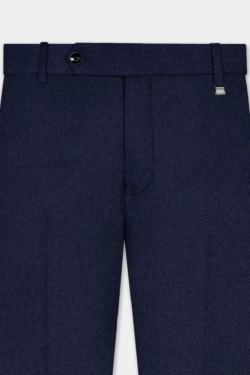 Navy Subtle Sheen Wool Blend Double Breasted Suit 18