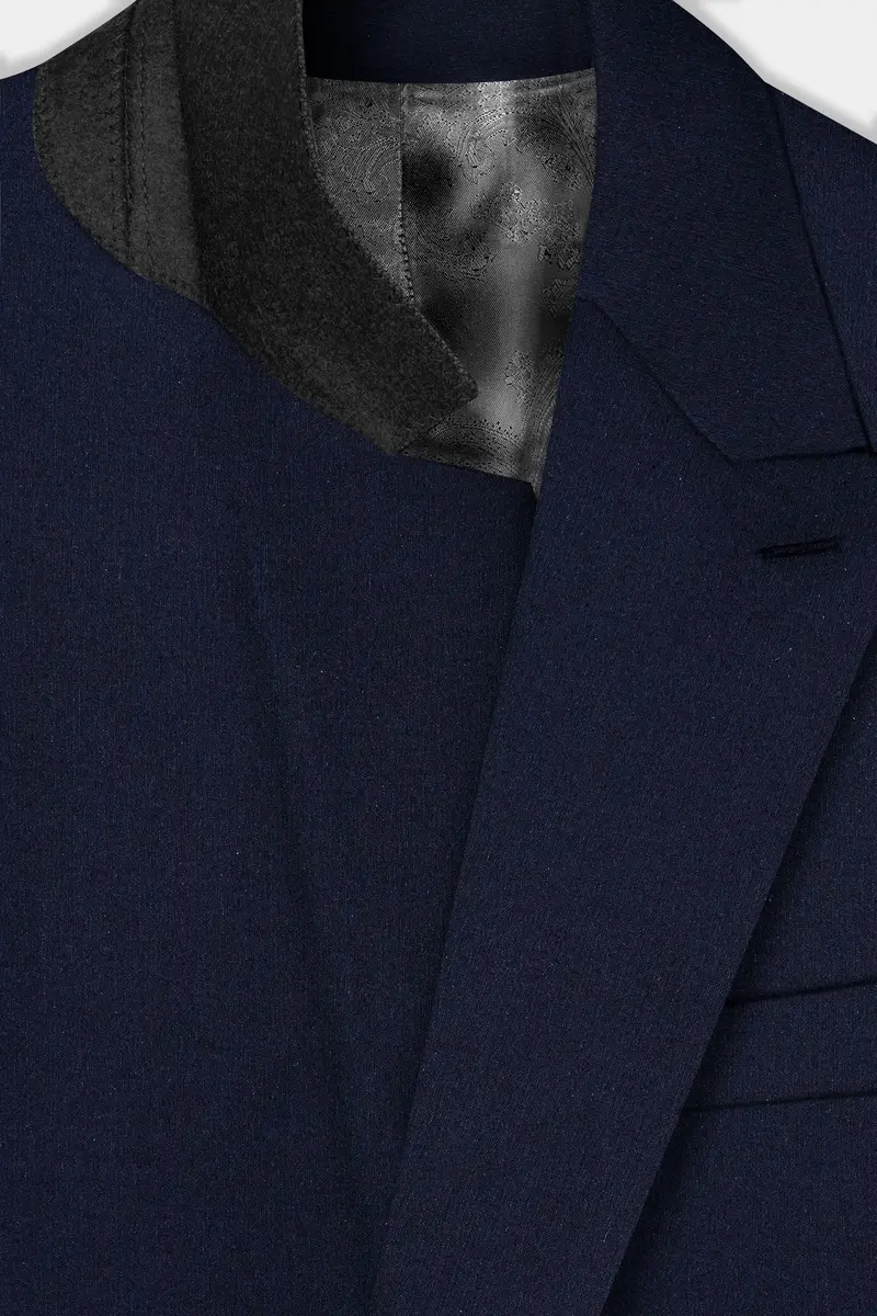 Navy Subtle Sheen Wool Blend Double Breasted Suit 5