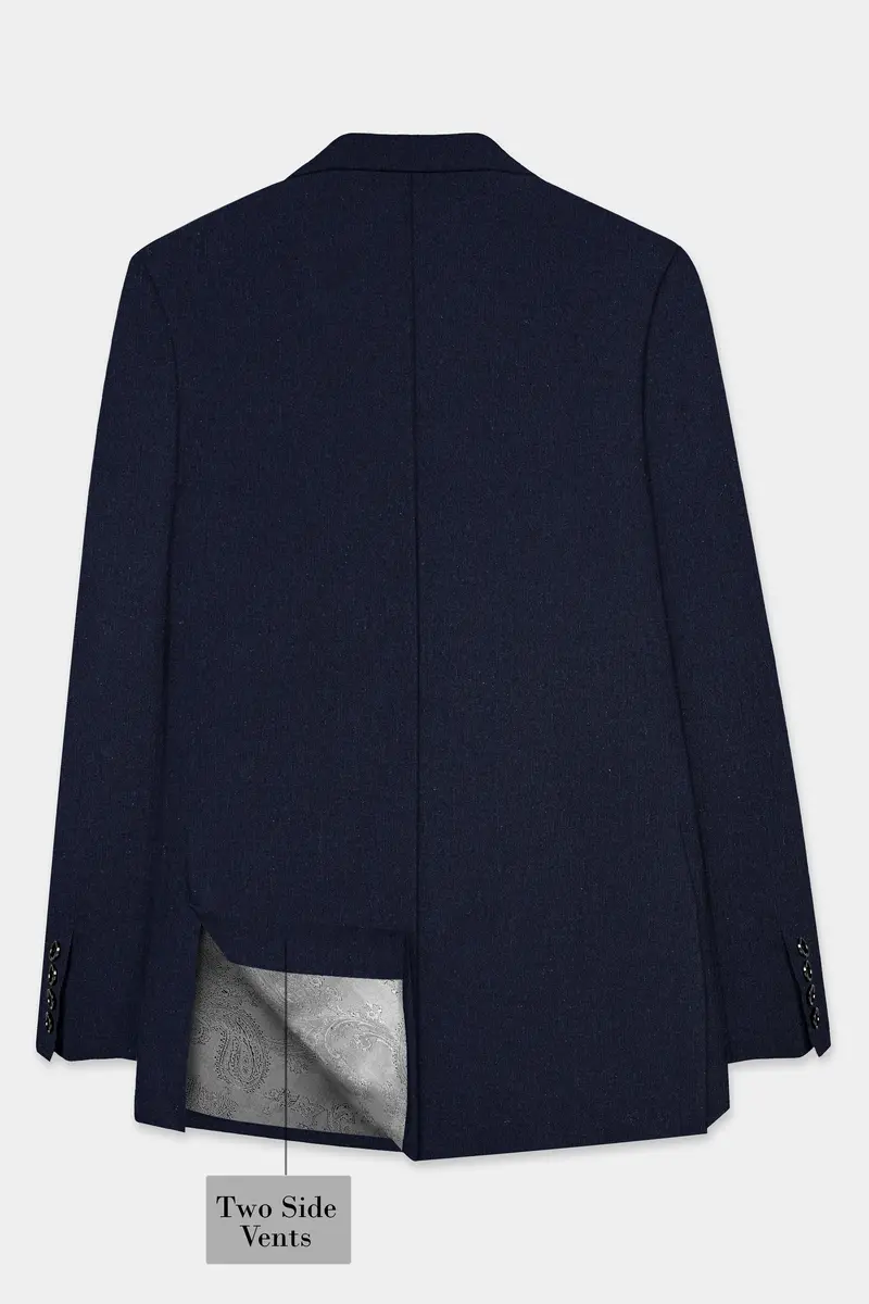 Navy Subtle Sheen Wool Blend Double Breasted Suit 9