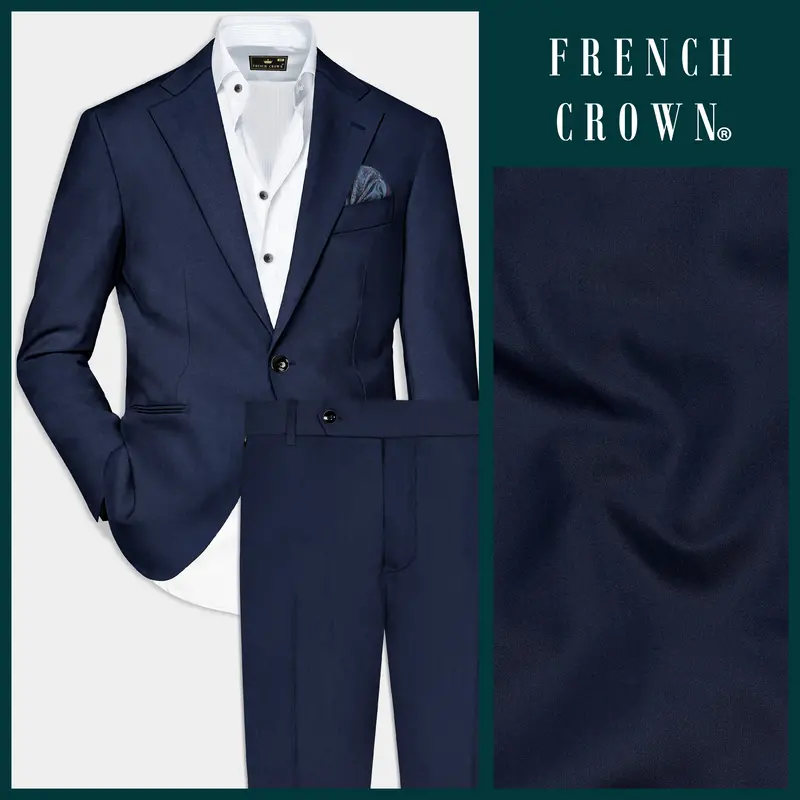 Navy Subtle Sheen Wool Blend Suit 1