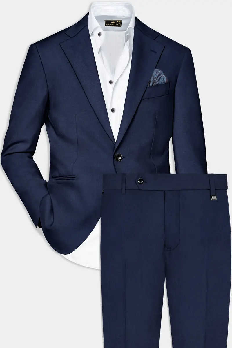 Navy Subtle Sheen Wool Blend Suit 2