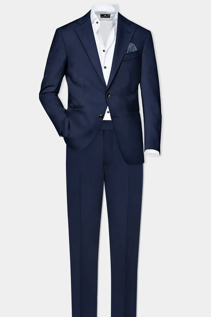 Navy Subtle Sheen Wool Blend Suit 4