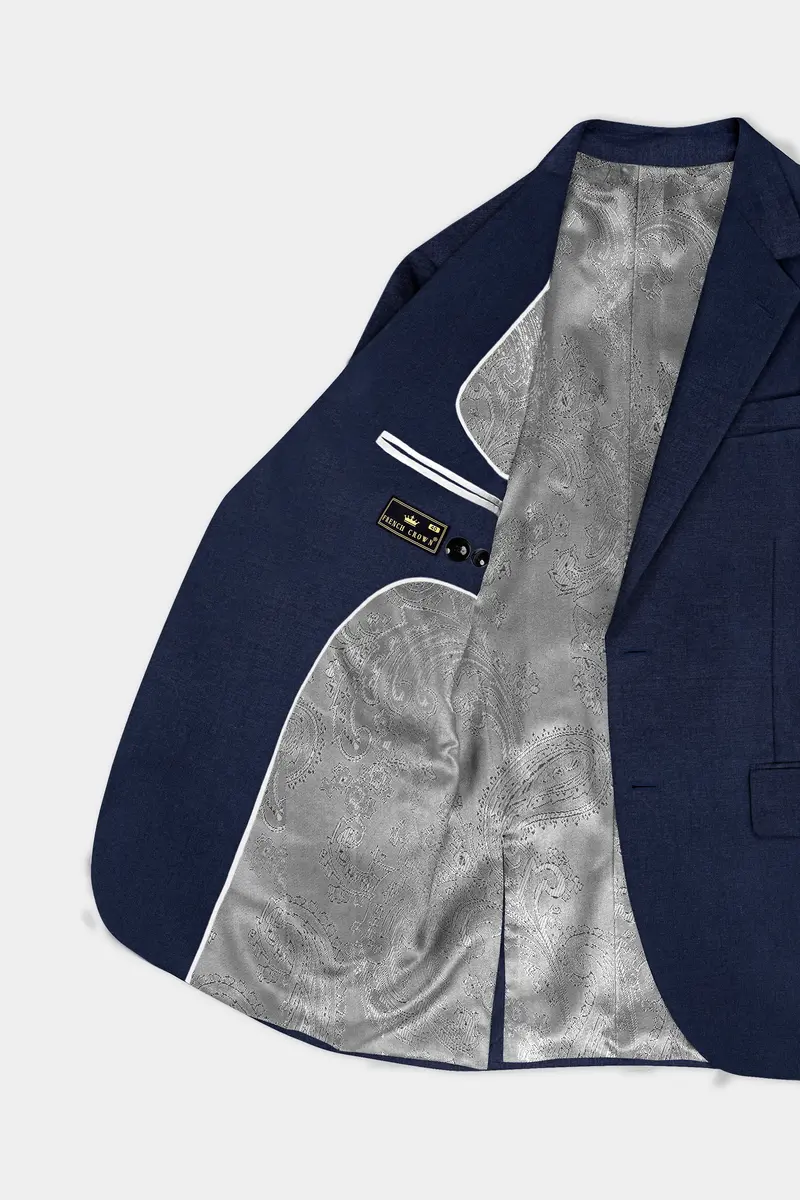 Navy Subtle Sheen Wool Blend Suit 5