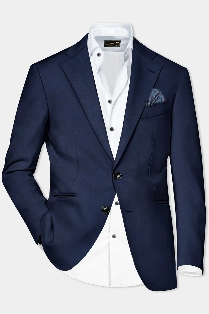 Navy Subtle Sheen Wool Blend Suit 8