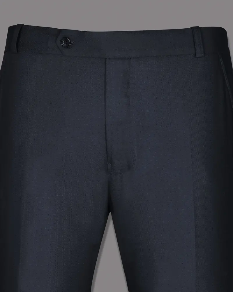 Navy Subtle Textured Wool Blend Formal Pant 2