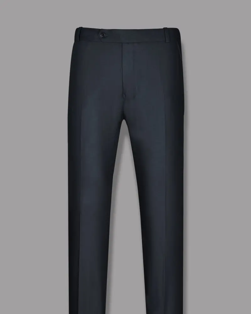 Navy Subtle Textured Wool Blend Formal Pant 4