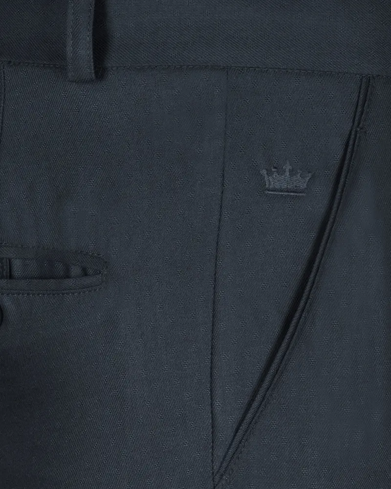 Navy Subtle Textured Wool Blend Formal Pant 5