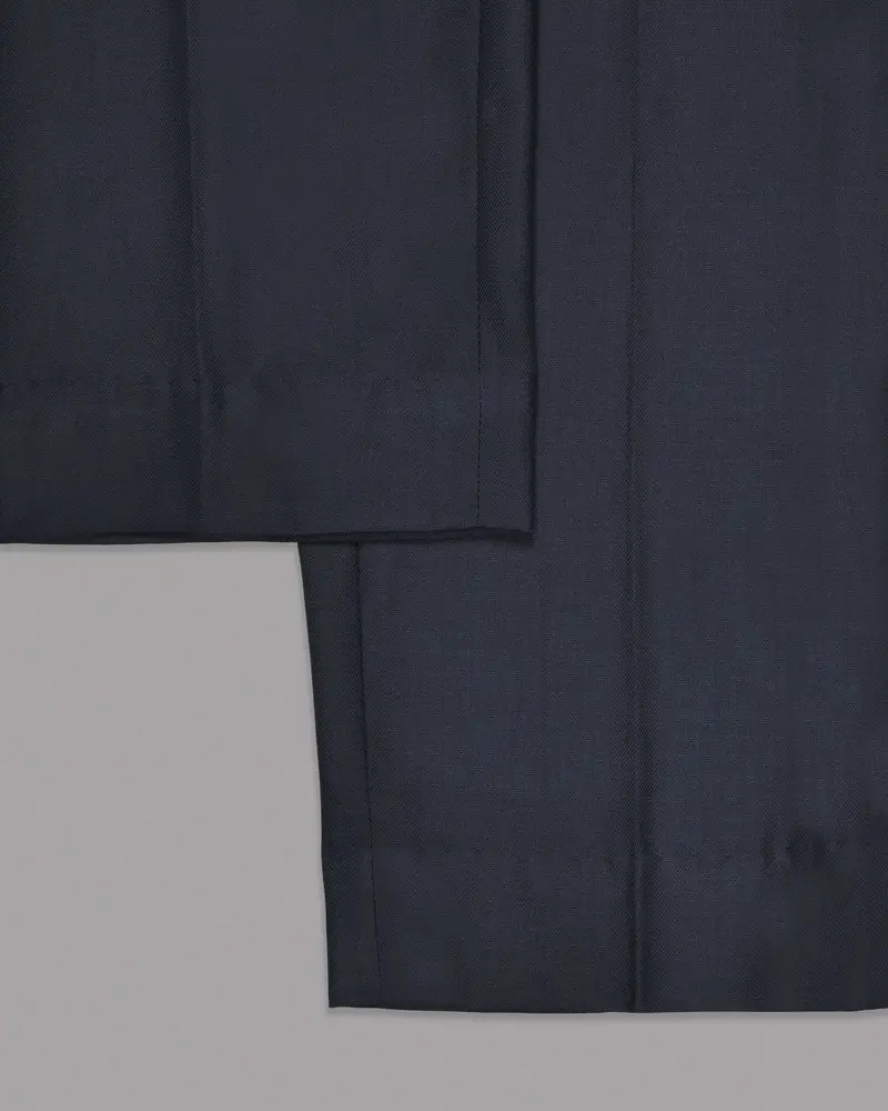 Navy Subtle Textured Wool Blend Formal Pant 6