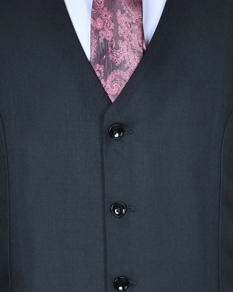 Navy Subtle Textured Wool Blend Waistcoat 4