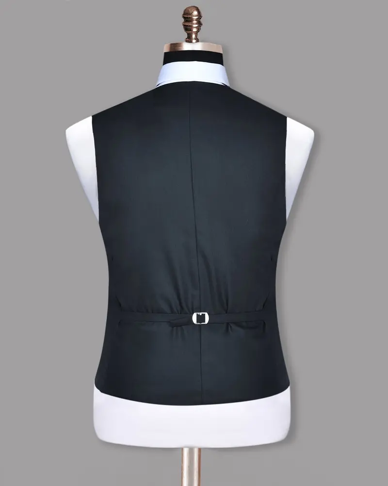 Navy Subtle Textured Wool Blend Waistcoat 5