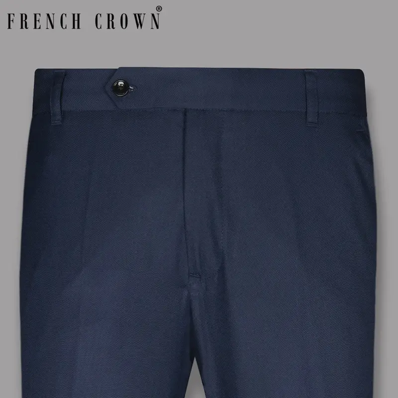 Navy Subtle Textured Wool Rich Pant 1