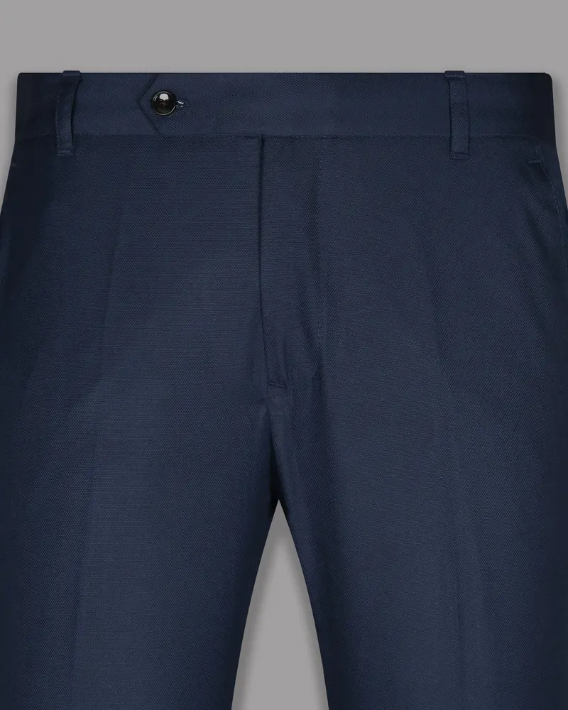 Navy Subtle Textured Wool Rich Pant 2