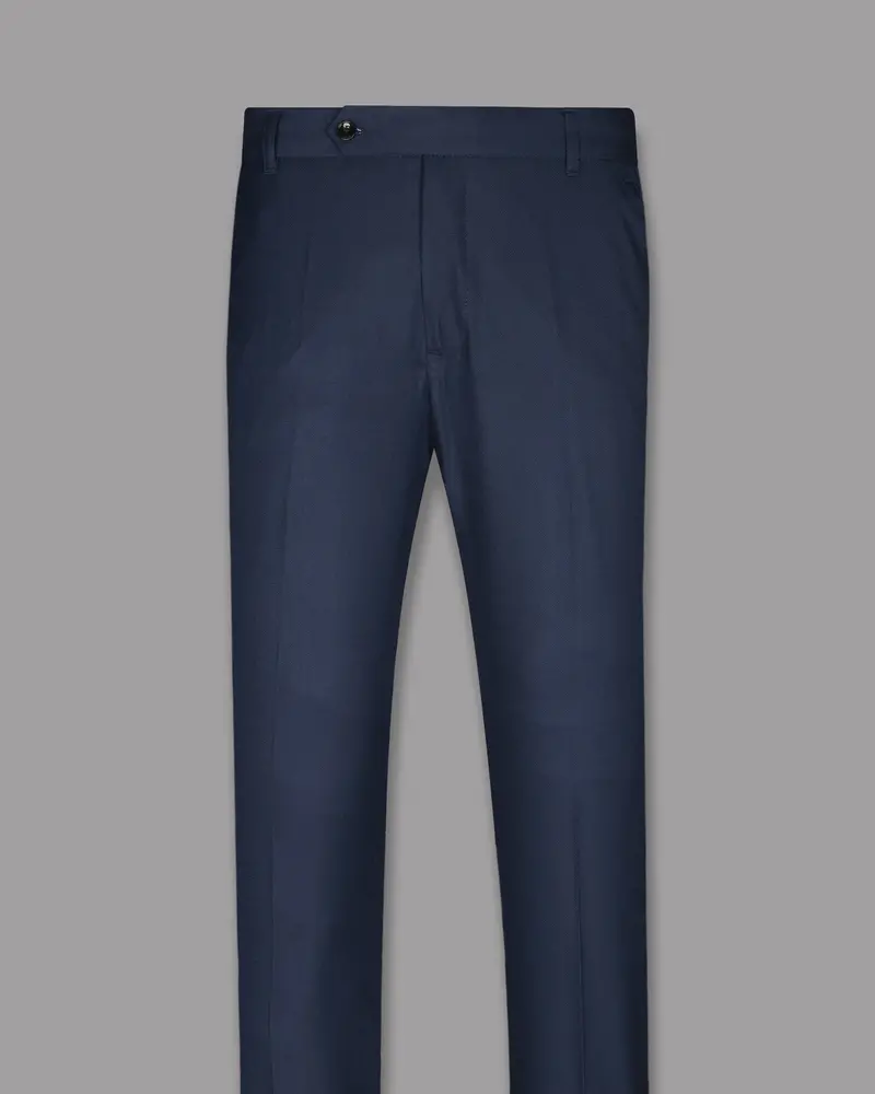 Navy Subtle Textured Wool Rich Pant 4