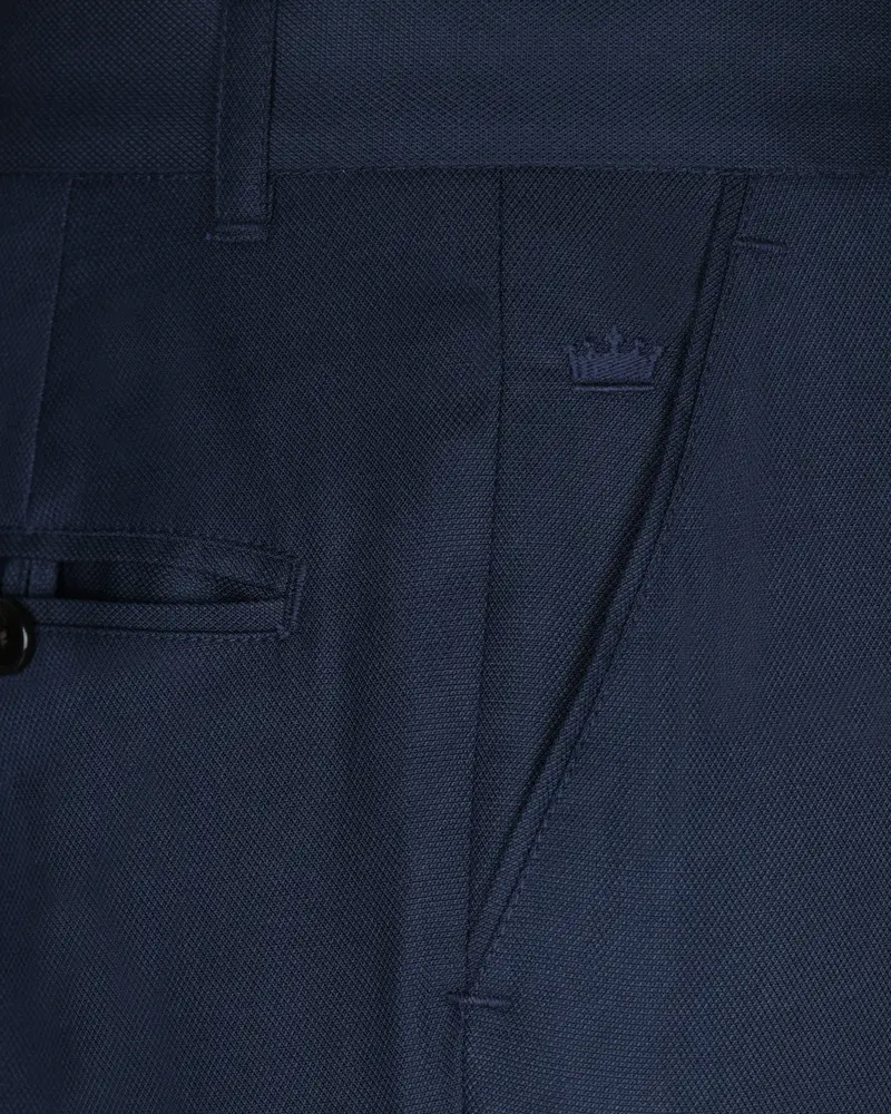 Navy Subtle Textured Wool Rich Pant 5