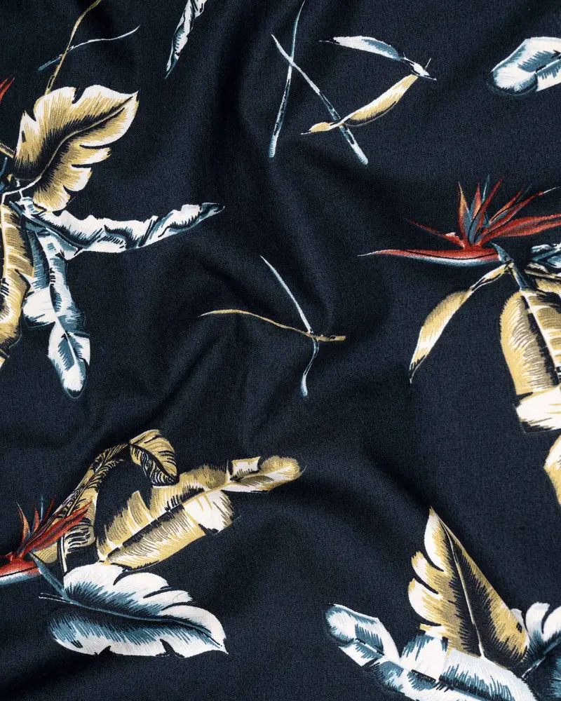 Navy Tropical Print Twill Shirt 3