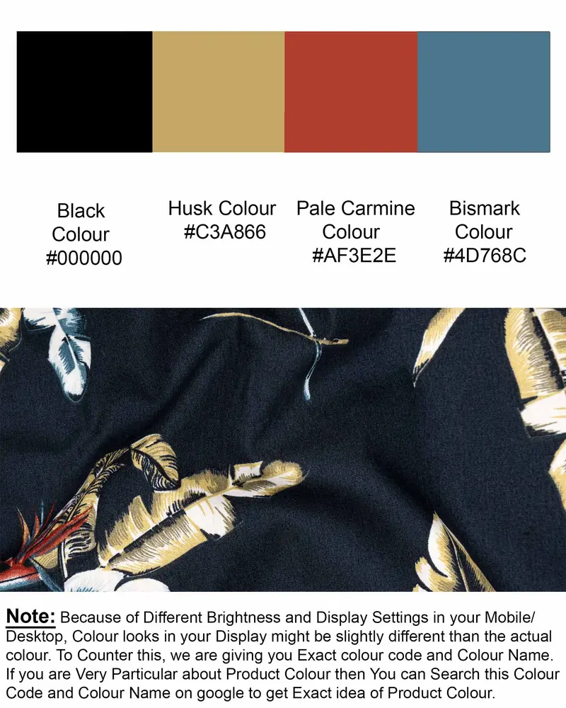 Navy Tropical Print Twill Shirt 8