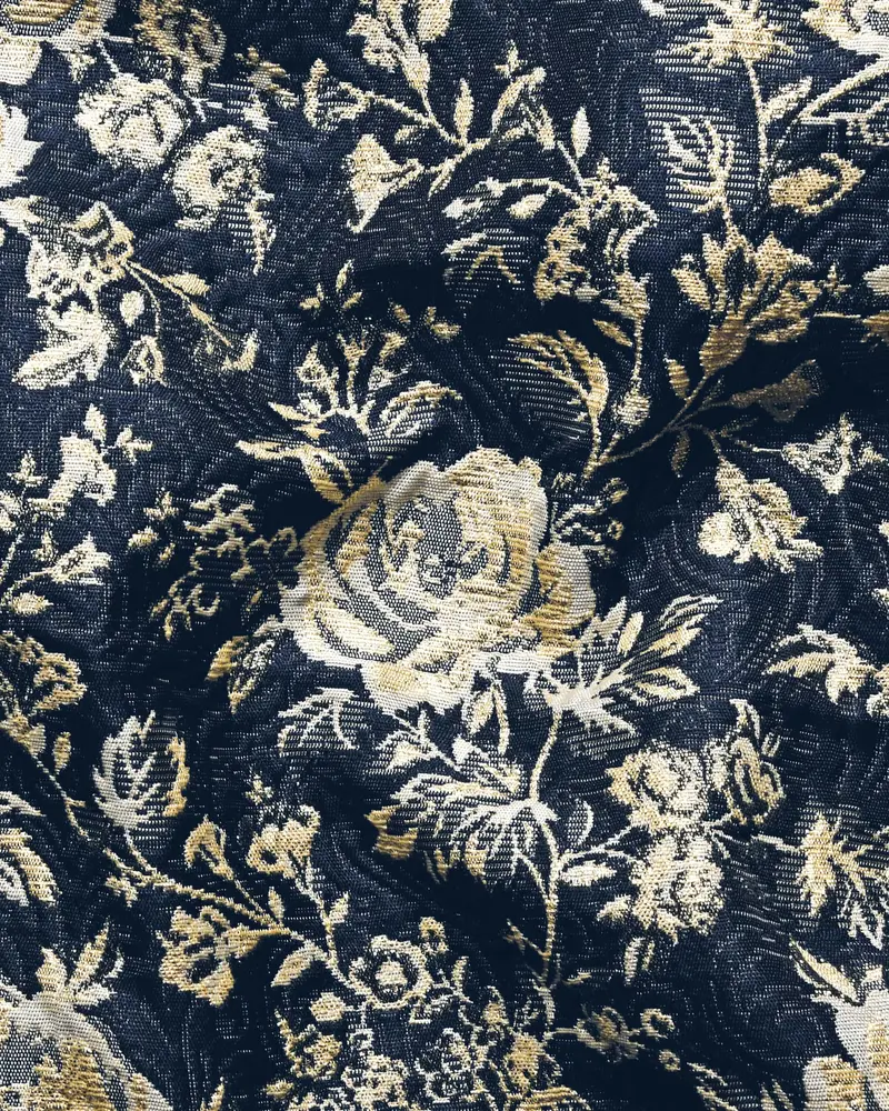 Navy With Golden Flower Jacquard Designer Nehru Jacket 3